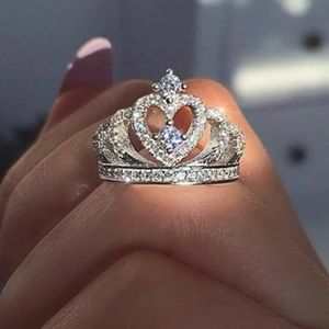 Beautiful White Sapphire Crown Ring!